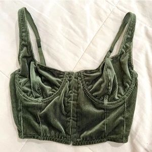 Out From Under Urban Outfitters Green Corset Cropped Bra Top